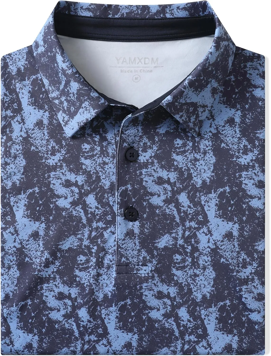 Golf Polo Shirts for Men - Print Moisture Wicking Quick Dry Short Sleeve Collared Polo Shirts for Golf Tennis Wear