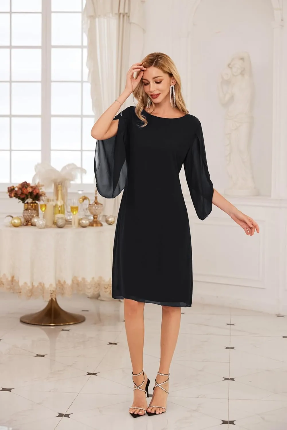 GRACE KARIN Womens Chiffon Dresses Flutter Sleeve Party Wedding Cocktail Dress Size 8-20