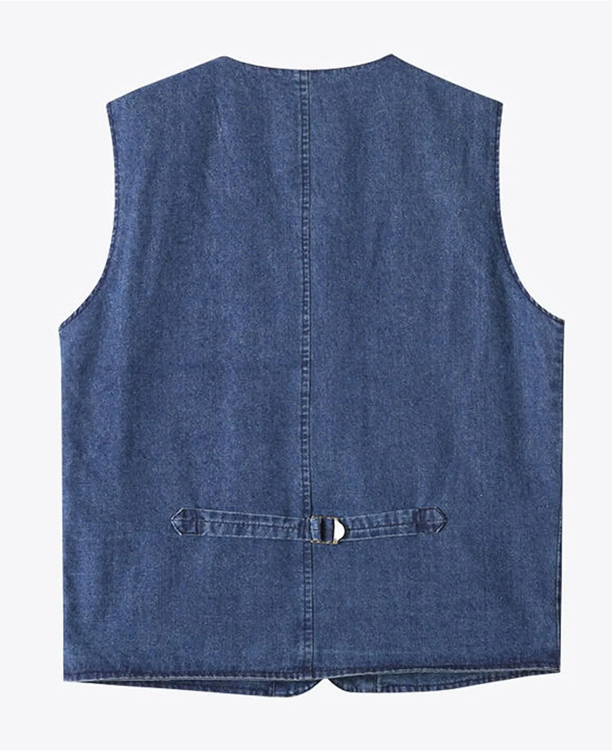 HangNiFang Men's Casual Denim Cotton Utility Vest Button Up Outdoor Pocketed Waistcoat