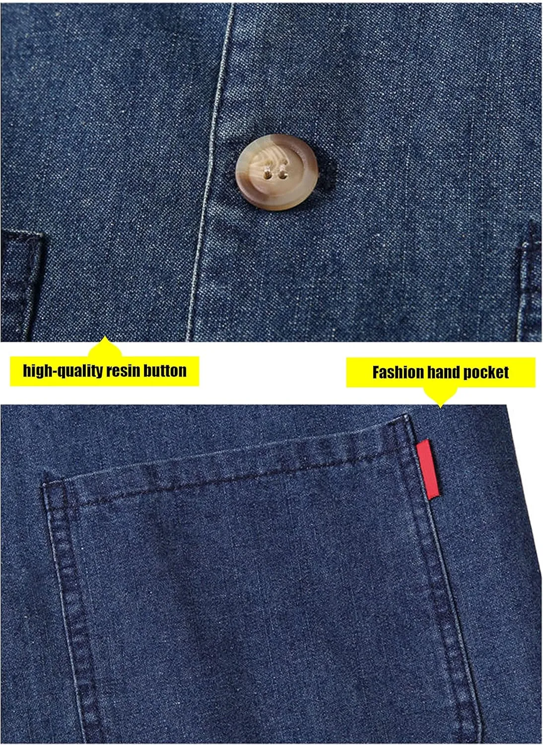 HangNiFang Men's Casual Denim Cotton Utility Vest Button Up Outdoor Pocketed Waistcoat