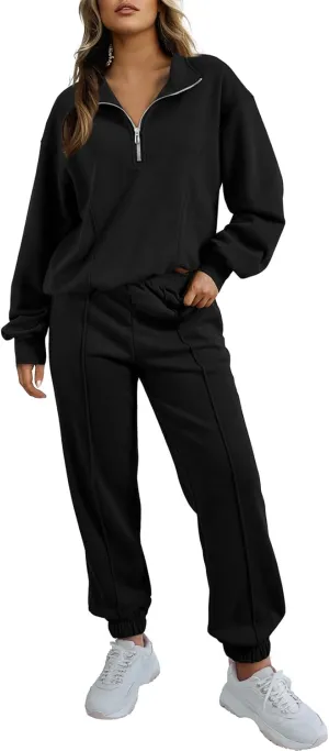 Herseas Women 2 Piece Outfits Sweatsuit Sweatshirt Sweatpants Tracksuit Sweat Lounge Matching Set 2024 Fall Trendy
