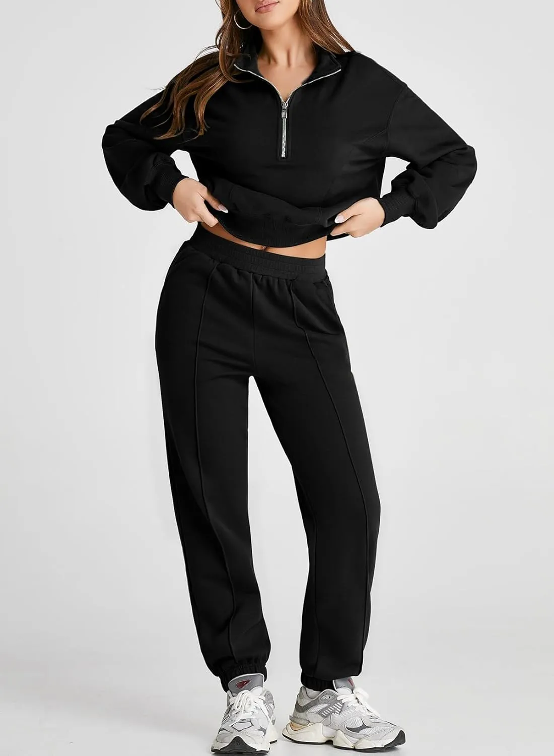 Herseas Women 2 Piece Outfits Sweatsuit Sweatshirt Sweatpants Tracksuit Sweat Lounge Matching Set 2024 Fall Trendy