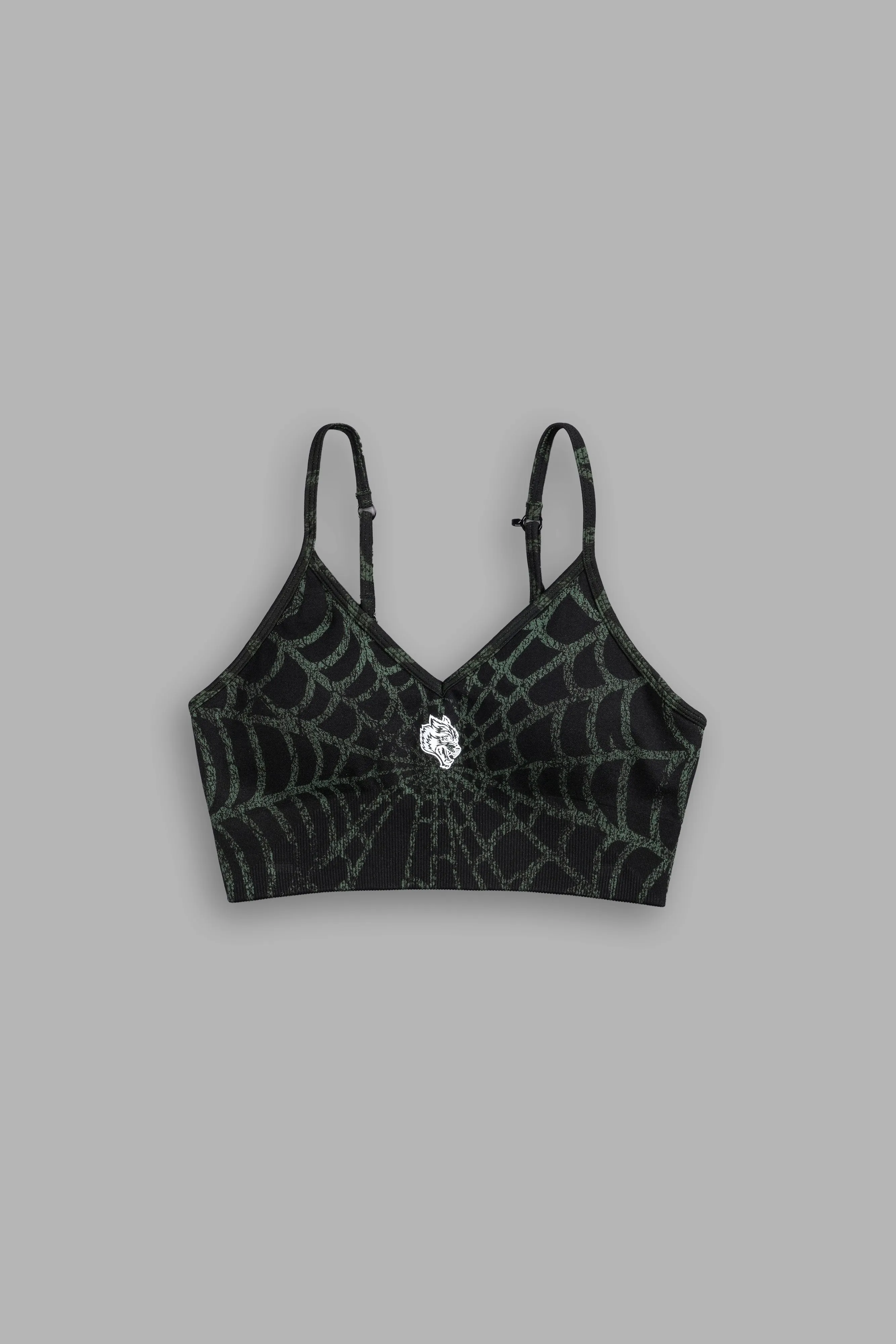 Hesh "Everson Seamless" Sports Bra in Black/Green Symbiote Web