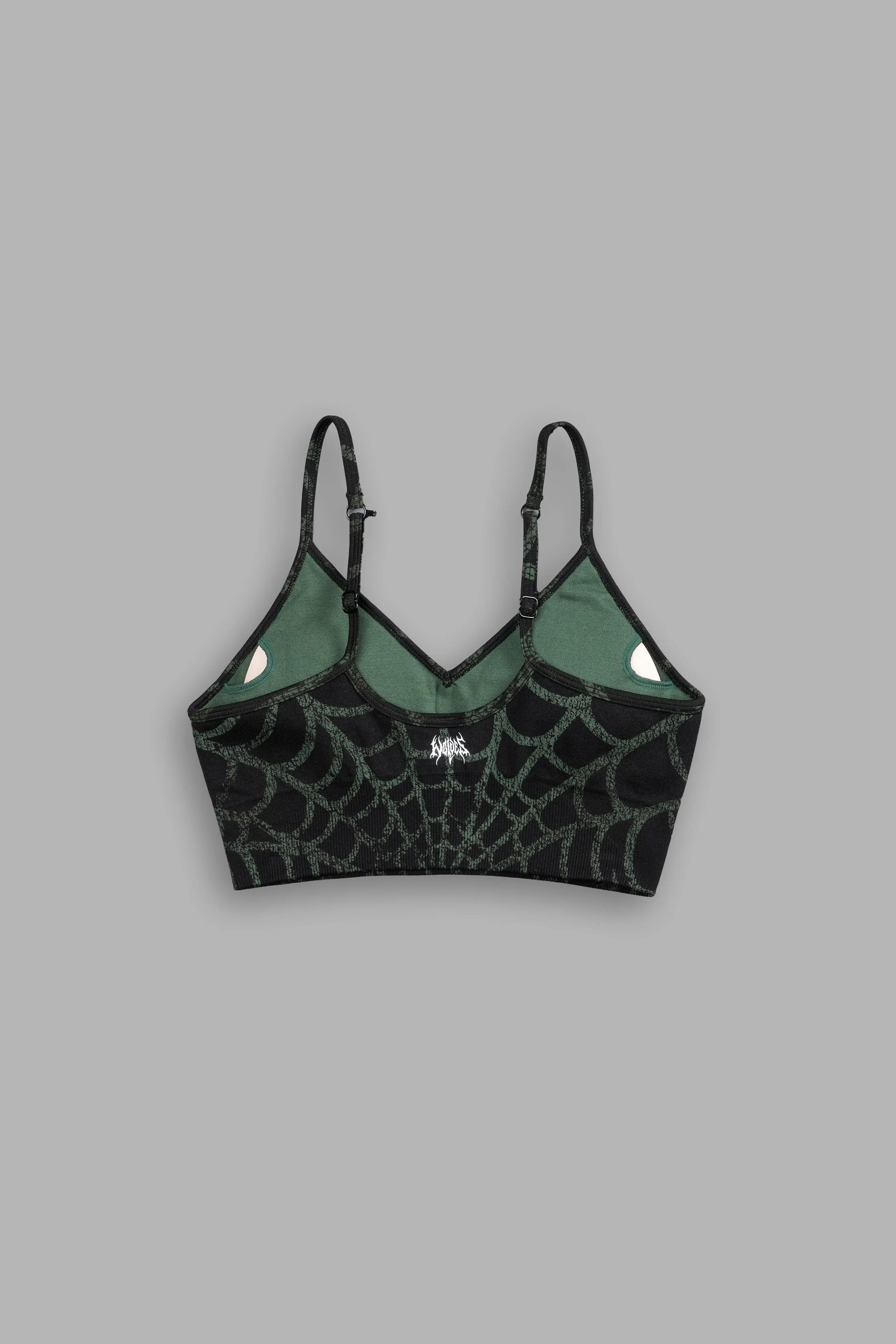 Hesh "Everson Seamless" Sports Bra in Black/Green Symbiote Web