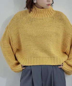 High neck low gauge cropped knit
