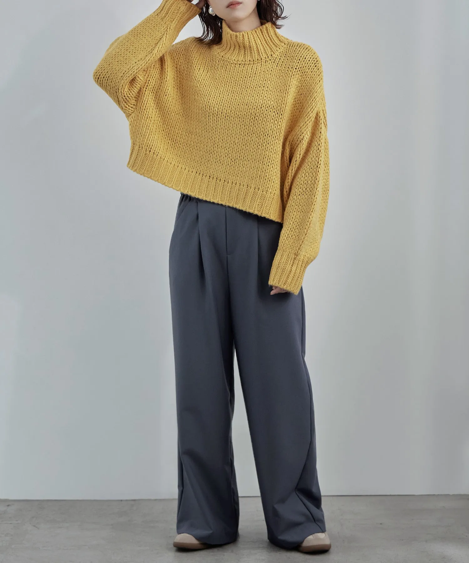 High neck low gauge cropped knit