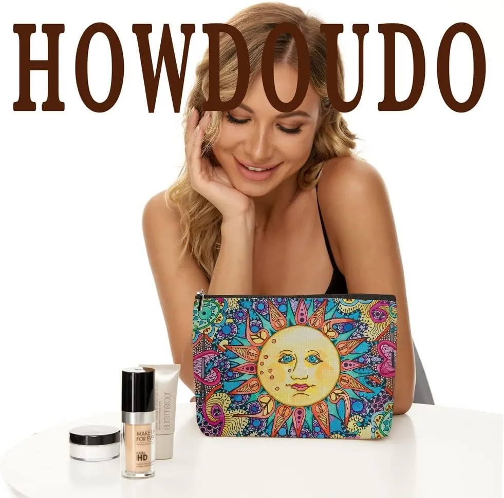 Hippie Gifts for Women Hippie Cosmetic Bag, Hippie Dcor Stuff Beatles Inspired Lyric Peace Sun Hippie Boho Makeup Bag, Cosmetic Bag For Women Makeup Bag with Zipper Pouch Travel Bags Accessories