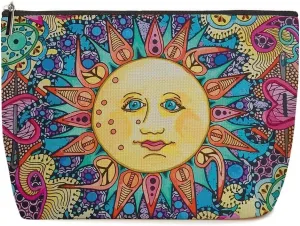 Hippie Gifts for Women Hippie Cosmetic Bag, Hippie Dcor Stuff Beatles Inspired Lyric Peace Sun Hippie Boho Makeup Bag, Cosmetic Bag For Women Makeup Bag with Zipper Pouch Travel Bags Accessories