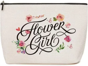HOWDOUDO Flower Girl Gift - Bridal Party Gifts, Makeup Bag for Women