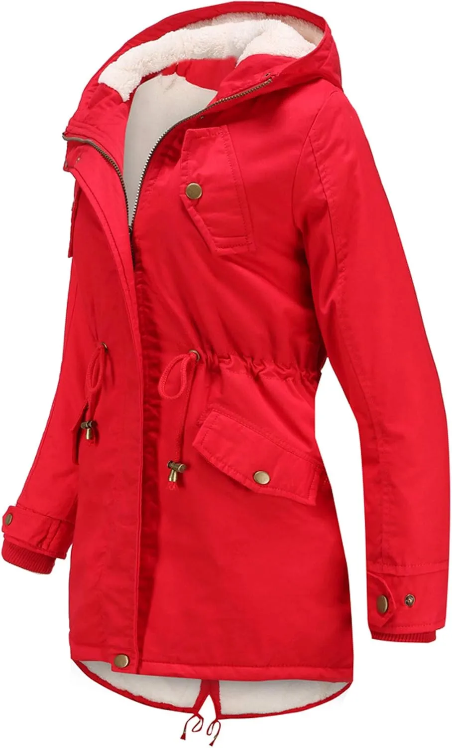 HOW'ON Women's Hooded Winter Coat Warm Fleeced Lined Long Jackets Thicken Parka Jacket