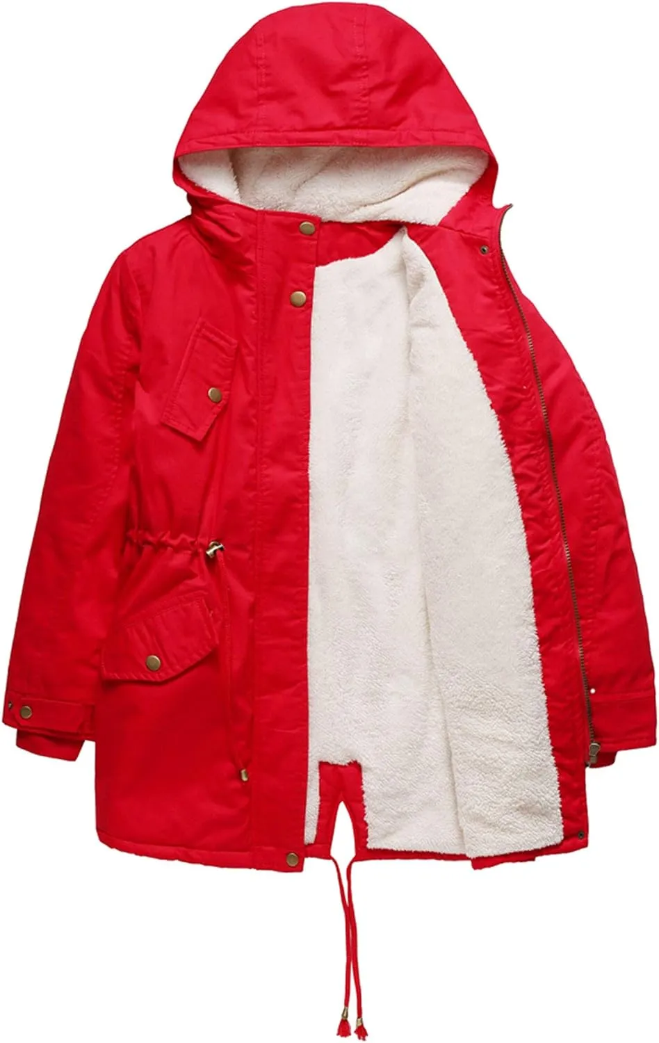 HOW'ON Women's Hooded Winter Coat Warm Fleeced Lined Long Jackets Thicken Parka Jacket