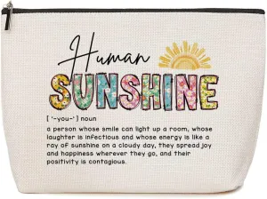 Human Sunshine Definition Inspirational Makeup Bag Thank You Gifts Appreciation Gifts for Women Teacher Nurse Friend Bestie Christmas Birthday Gifts Coworker Gifts Encouragement Cosmetic Bag