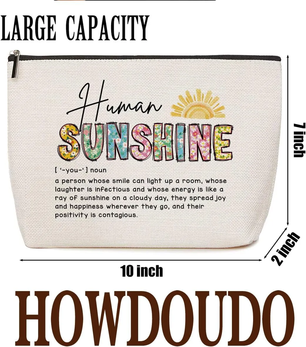 Human Sunshine Definition Inspirational Makeup Bag Thank You Gifts Appreciation Gifts for Women Teacher Nurse Friend Bestie Christmas Birthday Gifts Coworker Gifts Encouragement Cosmetic Bag