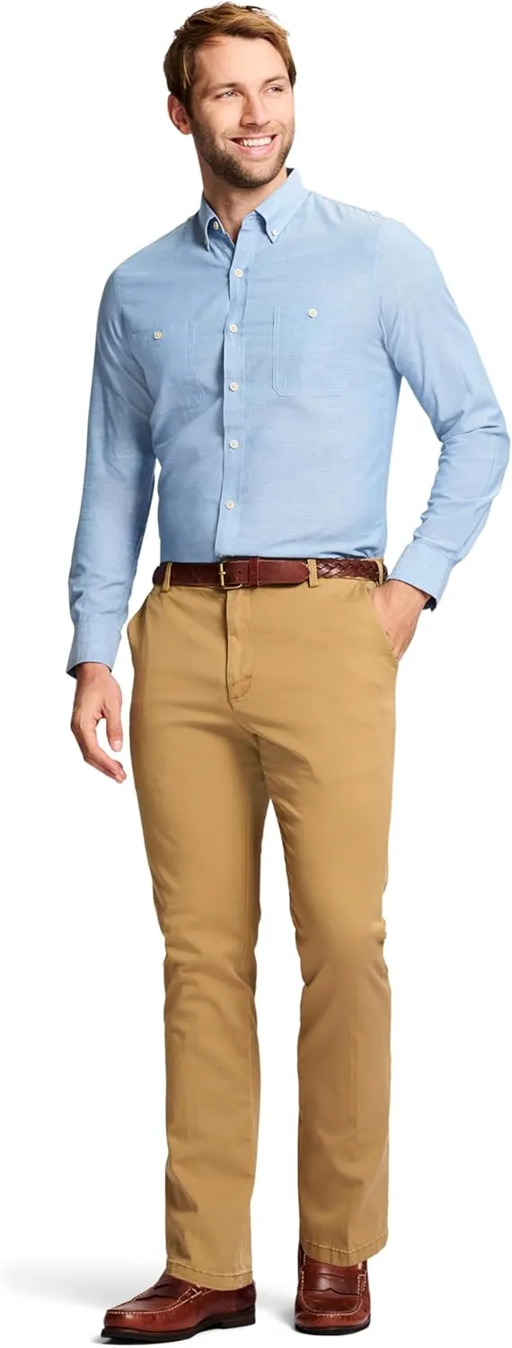 IZOD Men's Saltwater Stretch Flat Front Straight Fit Chino Pant
