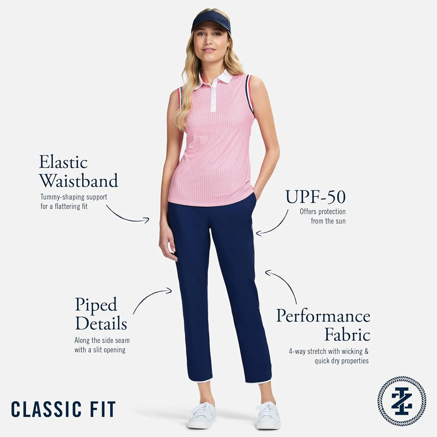 IZOD Women's Athletic Pants Performance Stretch Travel Golf