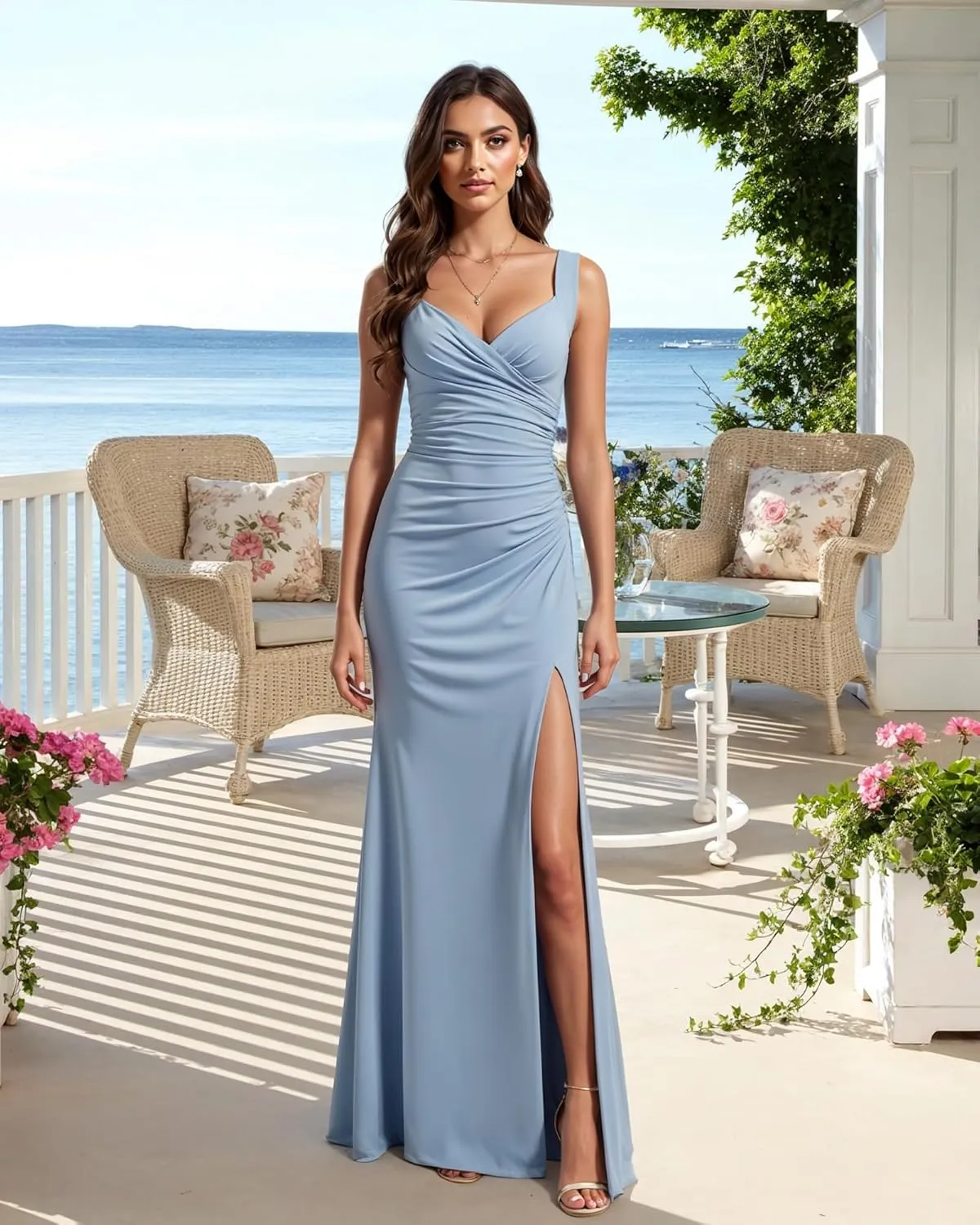 JAEDEN Bridesmaid Dresses for Women Sweetheart Chiffon Formal Evening Gown Elegant Prom Dress Slit