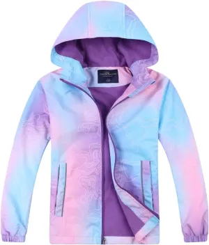 Jingle Bongala Kids Waterproof Rain Jackets Lightweight Raincoats Fleece & Knitted Lining Hooded Windbreaker for Boys Girls