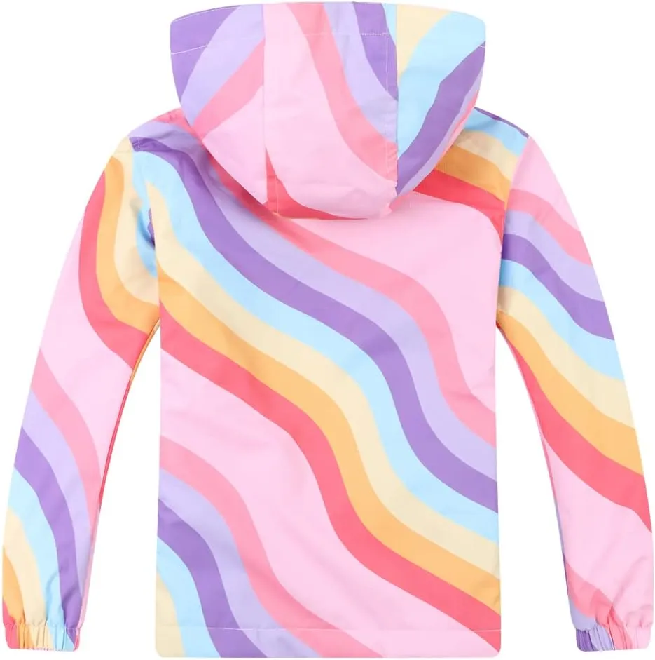 Jingle Bongala Kids Waterproof Rain Jackets Lightweight Raincoats Fleece & Knitted Lining Hooded Windbreaker for Boys Girls