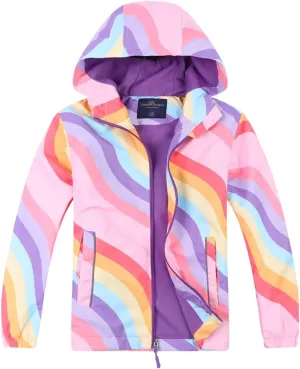 Jingle Bongala Kids Waterproof Rain Jackets Lightweight Raincoats Fleece & Knitted Lining Hooded Windbreaker for Boys Girls