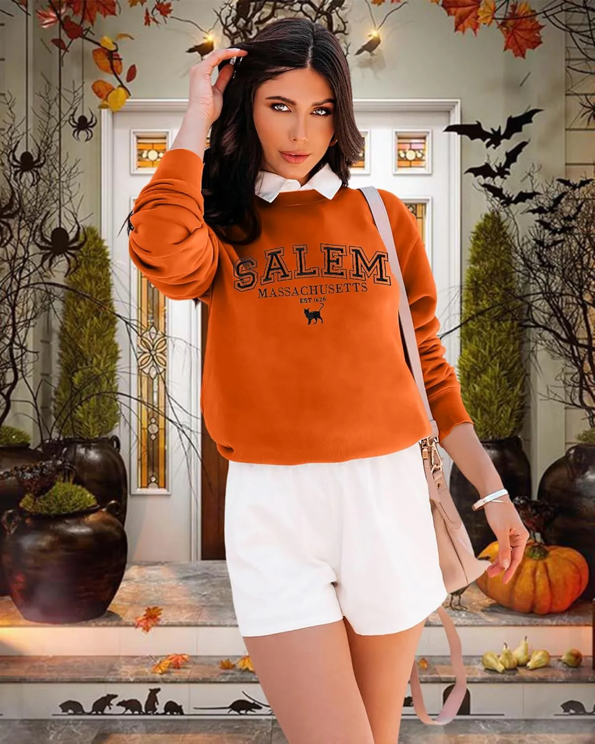 KIMSOONG Halloween Sweatshirts for Women Salem Massachusetts Shirt Fall Oversized Crewneck Sweatshirt Hocus Pocus Pullover