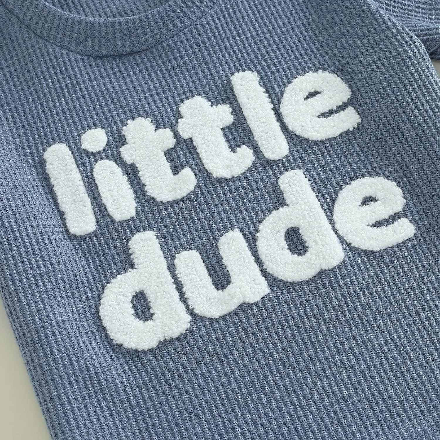 Kupretty Toddler Baby Boy Summer Clothes Embroiderey Waffle Knit Short Sleeve T-Shirt Tees   Casual Shorts Cute Clothing Set