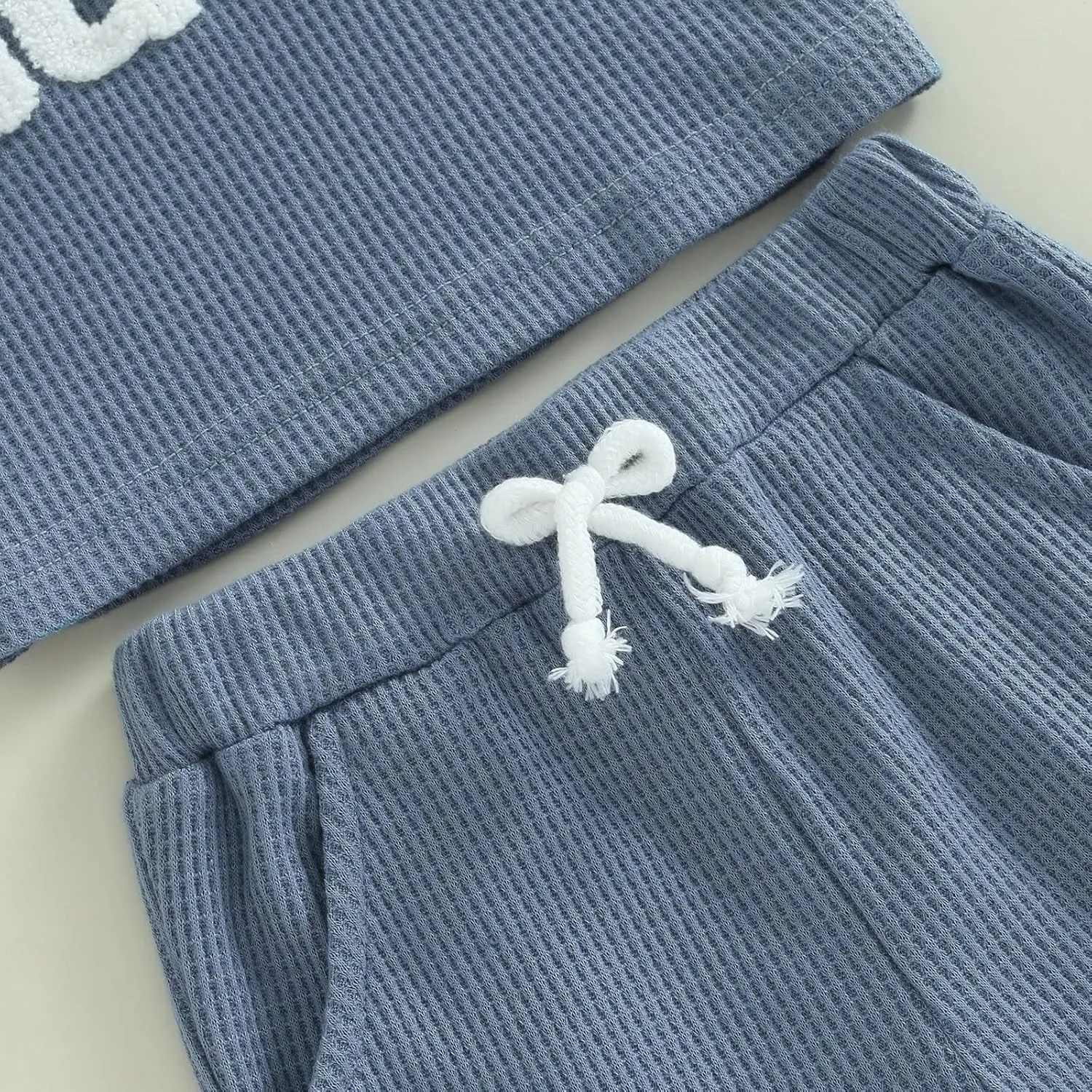 Kupretty Toddler Baby Boy Summer Clothes Embroiderey Waffle Knit Short Sleeve T-Shirt Tees   Casual Shorts Cute Clothing Set