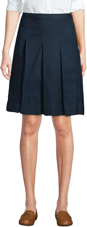Lands' End School Uniform Women's Solid Box Pleat Skirt Above Knee