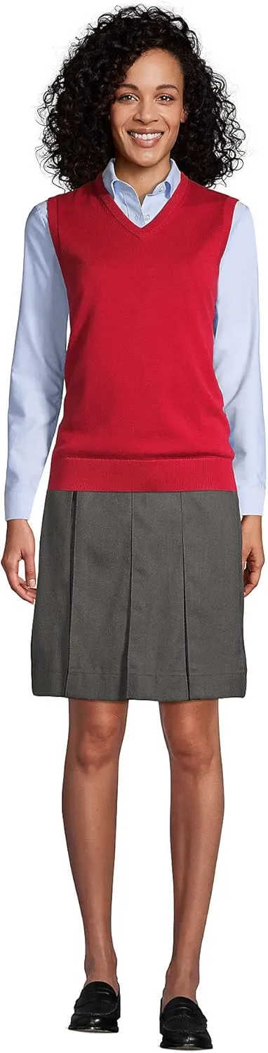 Lands' End School Uniform Women's Solid Box Pleat Skirt Above Knee