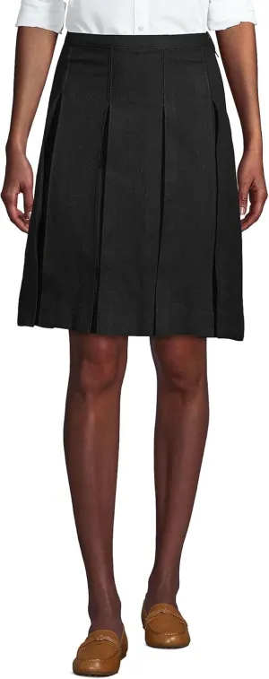 Lands' End School Uniform Women's Solid Box Pleat Skirt Above Knee