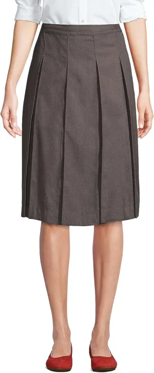 Lands' End School Uniform Women's Solid Box Pleat Skirt Below The Knee