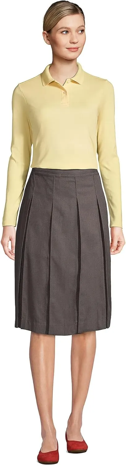 Lands' End School Uniform Women's Solid Box Pleat Skirt Below The Knee