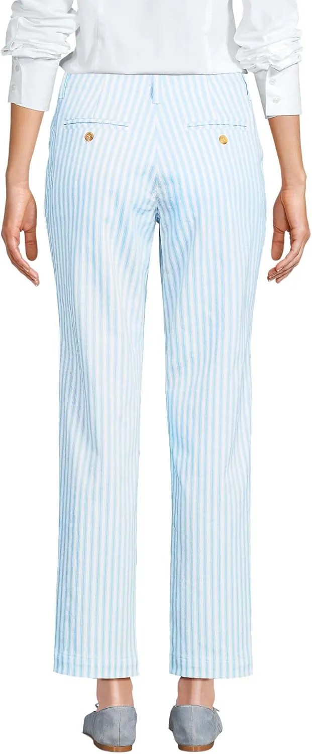Lands' End Women's Mid Rise Classic Straight Leg Chino Ankle Pants