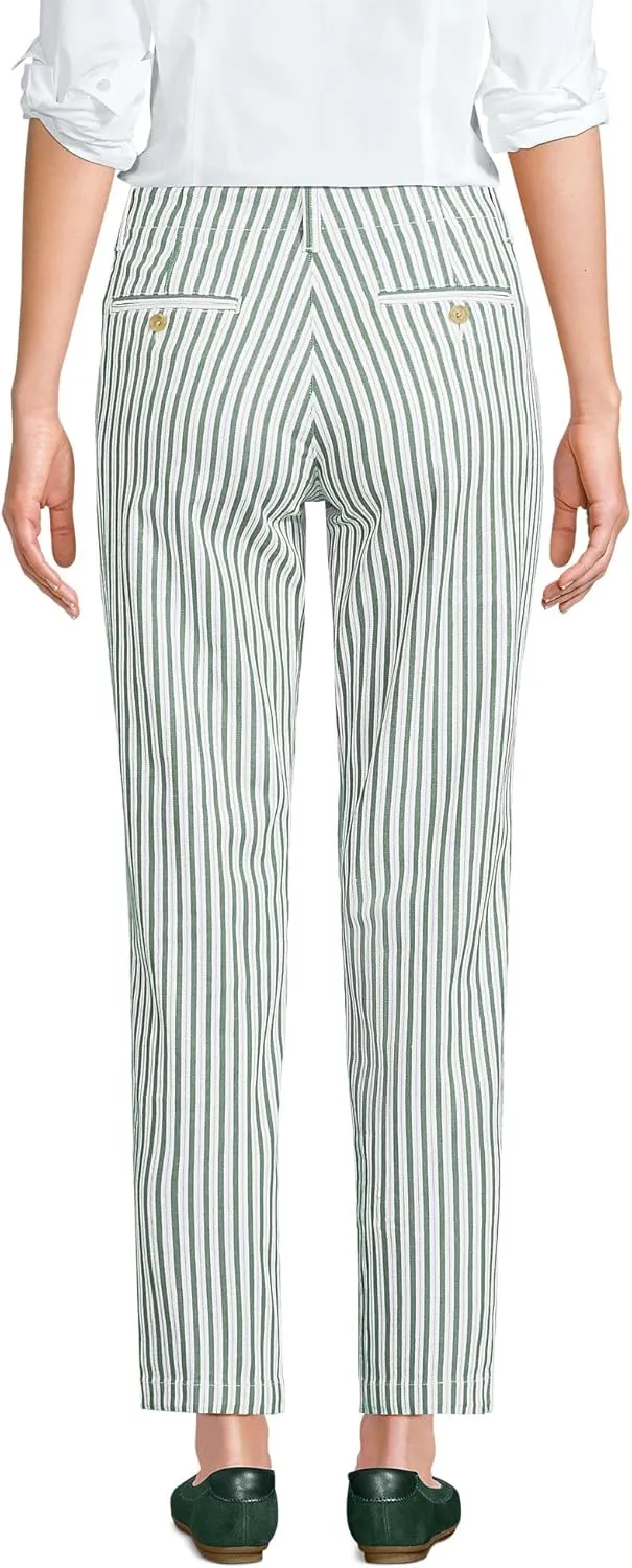 Lands' End Women's Mid Rise Classic Straight Leg Chino Ankle Pants