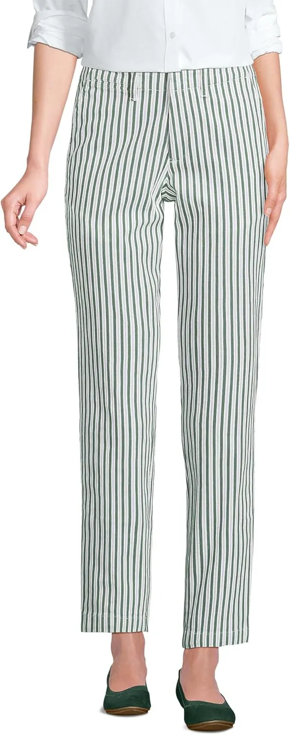 Lands' End Women's Mid Rise Classic Straight Leg Chino Ankle Pants