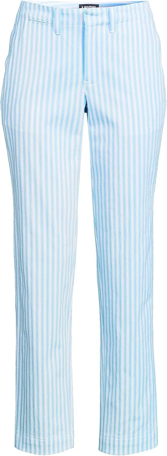 Lands' End Women's Mid Rise Classic Straight Leg Chino Ankle Pants