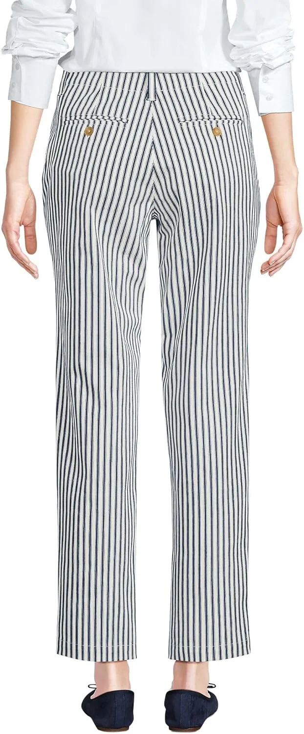 Lands' End Women's Mid Rise Classic Straight Leg Chino Ankle Pants