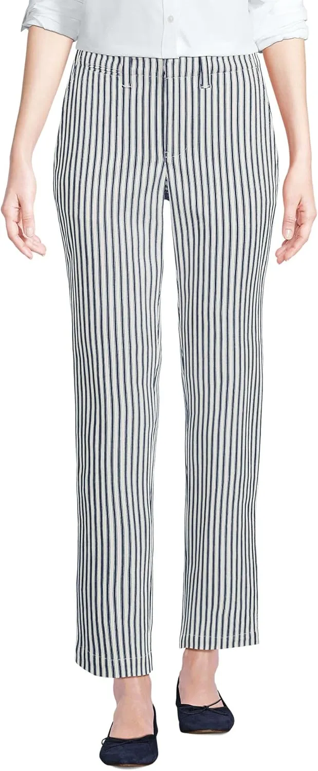Lands' End Women's Mid Rise Classic Straight Leg Chino Ankle Pants