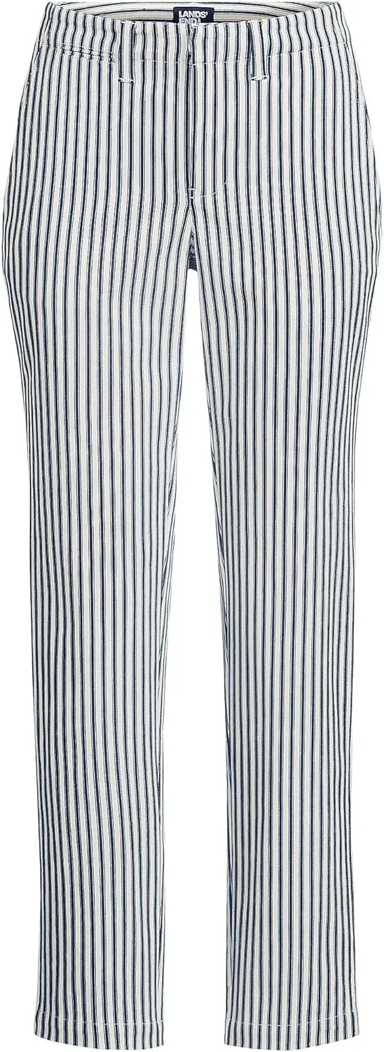 Lands' End Women's Mid Rise Classic Straight Leg Chino Ankle Pants