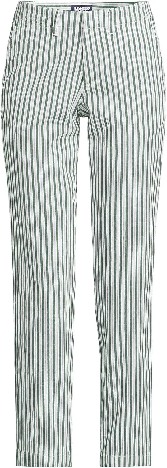 Lands' End Women's Mid Rise Classic Straight Leg Chino Ankle Pants