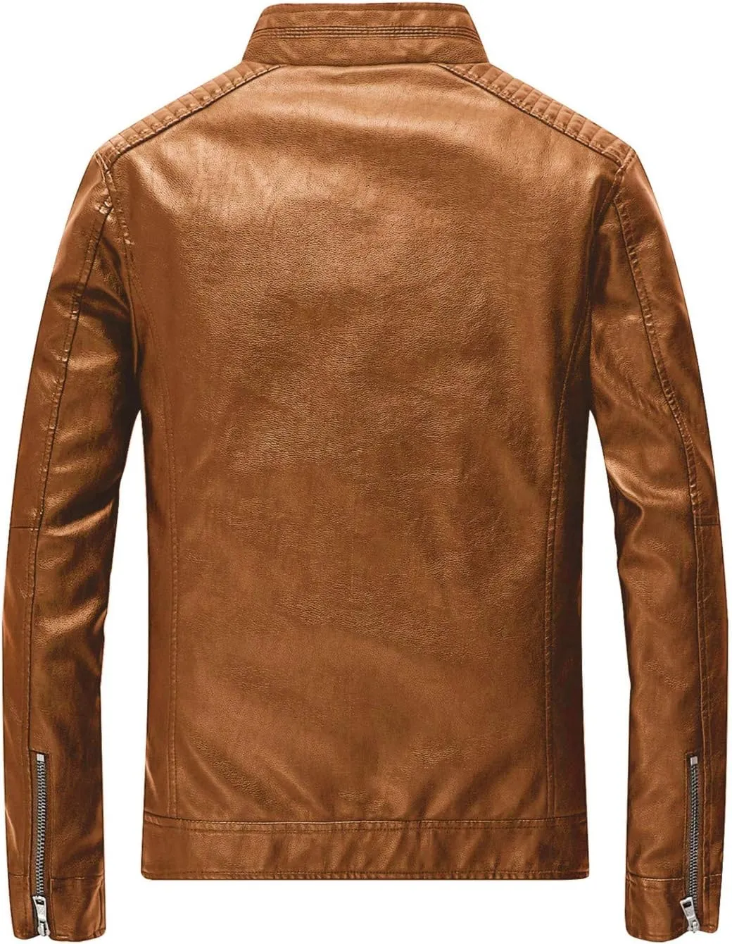 Leather Jacket Men Black Slim Fit Motorcyle Lightweight
