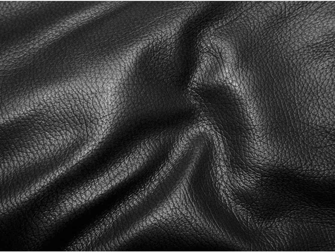 Leather Jacket Men Black Slim Fit Motorcyle Lightweight