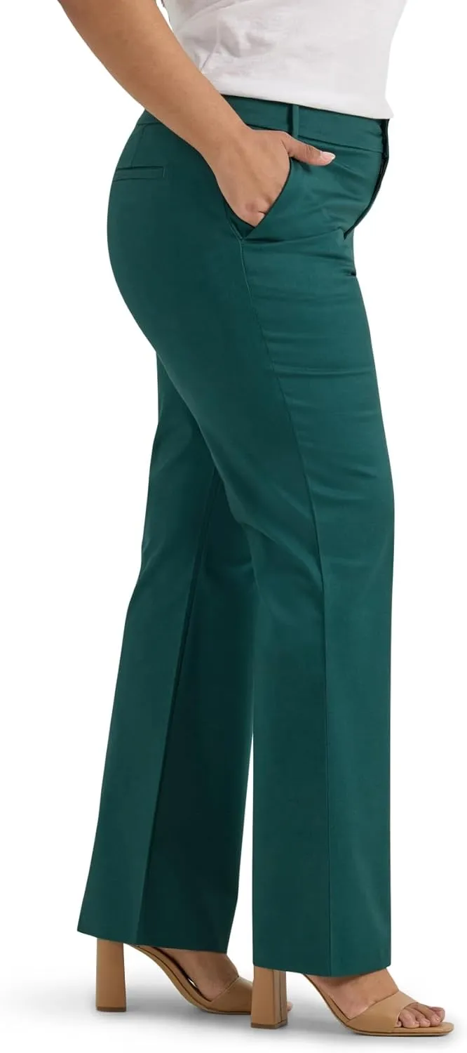 Lee Women's Plus Size Wrinkle Free Mid Rise Bootcut Pant