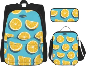 Lemon wedges Large capacity durable school bag   pencil case   lunch bag, accompany your children to study happily every day