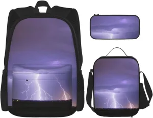 Lightning Storm Large capacity durable school bag   pencil case   lunch bag, accompany your children to study happily every day