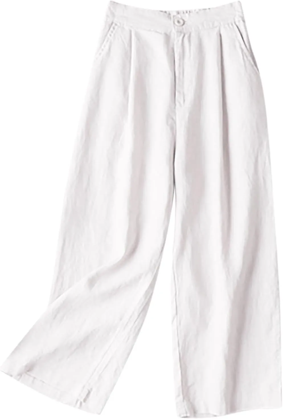 Linen Pants for Women Flowy Wide Leg Palazzo Pant High Waisted Drawstring Casual Pants Loose Lounge Beach Trouser