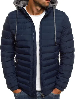 lisenraIn Men Cotton Padded Jacket Lighteight Zip Up Puffer Coat Winter Warm Windproof Outwear with Pockets