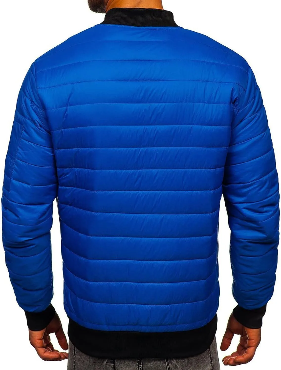 lisenraIn Men Cotton Padded Jacket Lighteight Zip Up Puffer Coat Winter Warm Windproof Outwear with Pockets