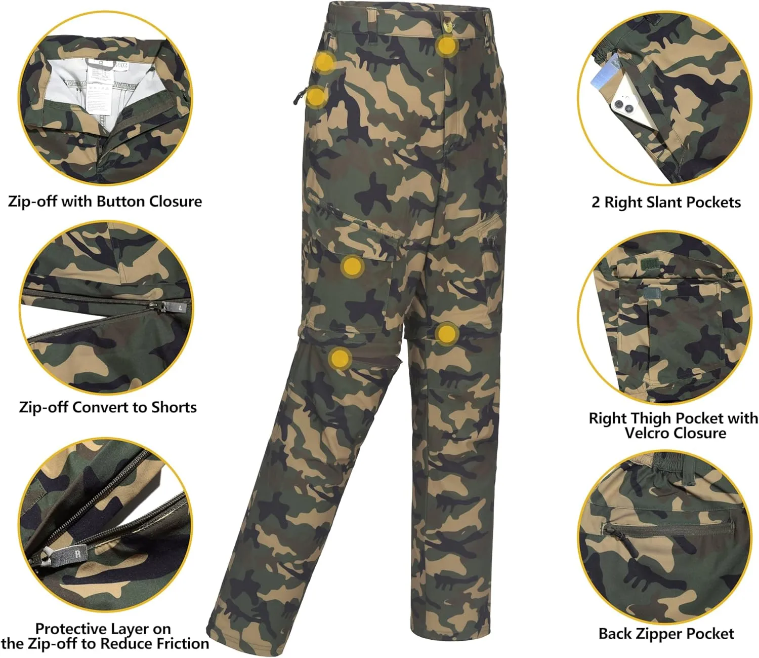 Little Donkey Andy Men's Stretch Convertible Pants, Zip-Off Quick-Dry Hiking Pants, UV Protection, Lightweight