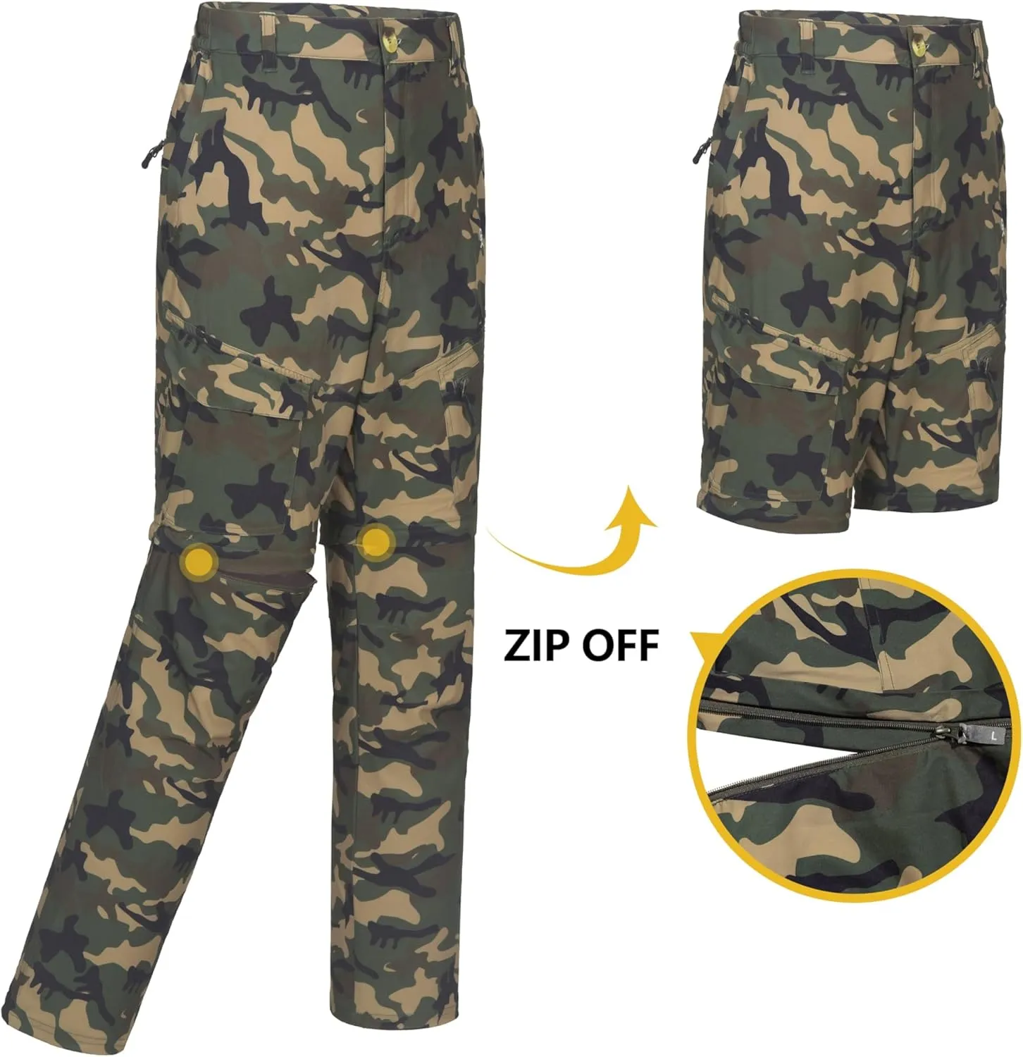 Little Donkey Andy Men's Stretch Convertible Pants, Zip-Off Quick-Dry Hiking Pants, UV Protection, Lightweight