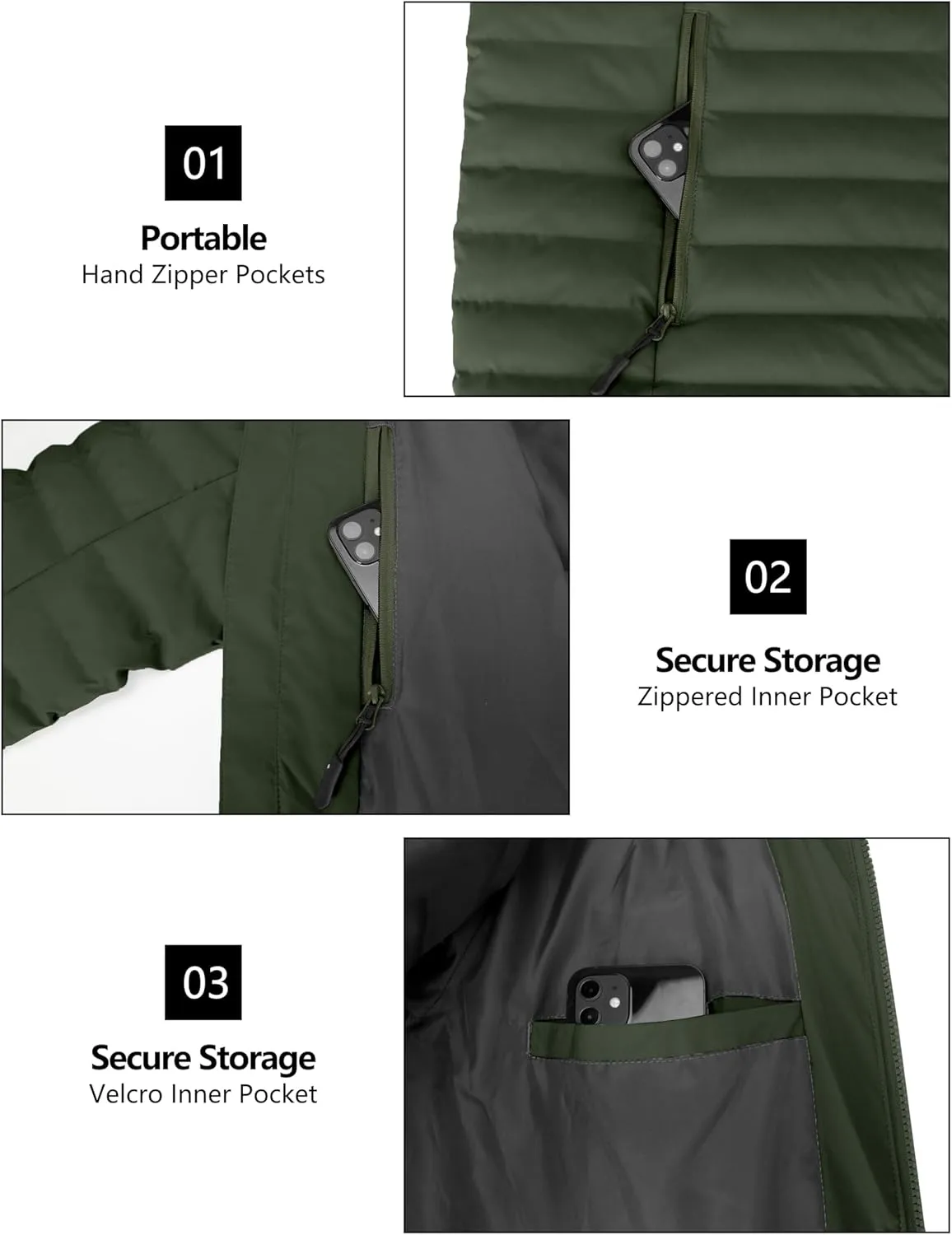 Little Donkey Andy Men's Warm Waterproof Puffer Jacket Hooded Windproof Winter Coat with Recycled Insulation